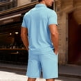 thumbnail image 6 of Xcmzpl Men Sets Outfits 2 Piece Shirts and Shorts Quarter Zip Collared Golf Shirts Summer Beach Track Suits with Pocket, 6 of 7