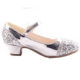 thumbnail image 5 of Splozh Flower Girls Mary Jane Bridesmaids Dress Shoes Toddler Kids Wedding Party Sparkle High Heel Princess Shoes Glitter Flat Shoes,Silver 2.5, 5 of 6