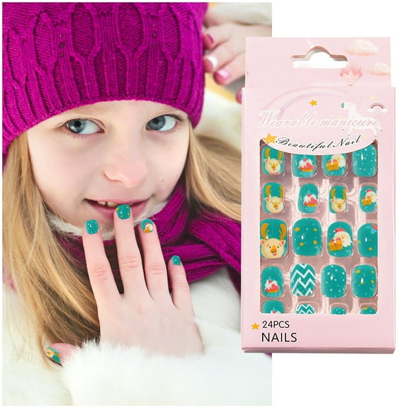 Wearable Christmas Stickers for Kids 24 Piece Decorative Pack Easy Apply Festive Designs Safe Nail Manicure 24PCS
