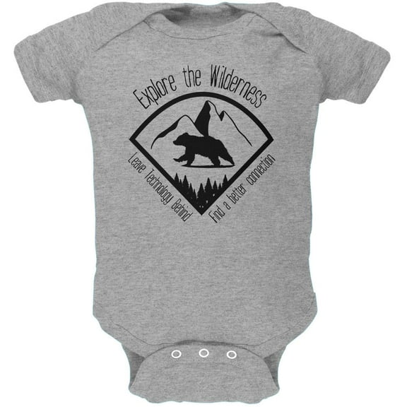 Explore The Wilderness No Wifi Better Connection Soft Baby One Piece Heather 12-18 M