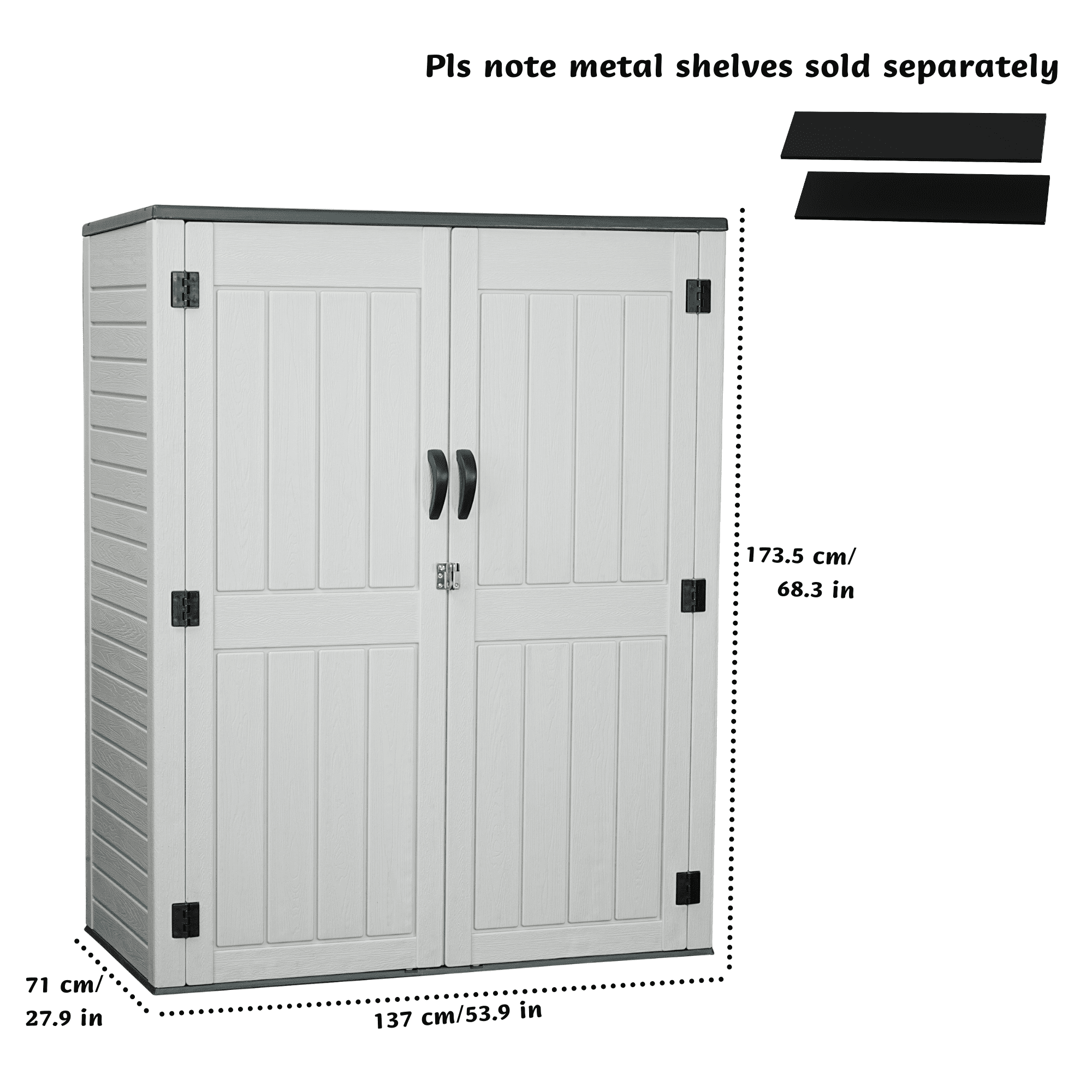 EHHLY Vertical Resin Storage Shed, 60 Cuft Garden Tool Sheds & Outdoor Storage, Plastic Outdoor Storage Cabinet Waterproof, 5.6 x 2.3 ft Backyard Outside Lawn Mower Storage Shed, White