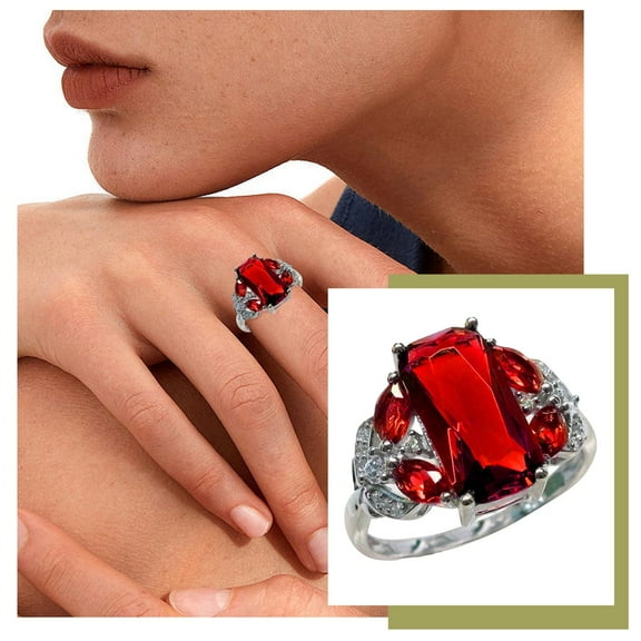 Rings,Womens Ring,Rings For Women, Christmas Clearance Sale! Lssam Gold Plated Red Wedding Ring Bling Bling Red Crystal Ring For Bride