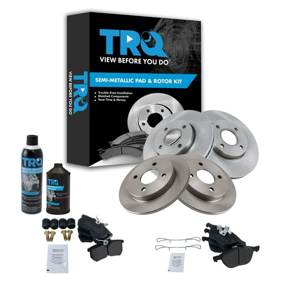 TRQ Front & Rear Metallic Disc Brake Pad & Rotor Kit w/Chemicals for Ford Focus BKA15805