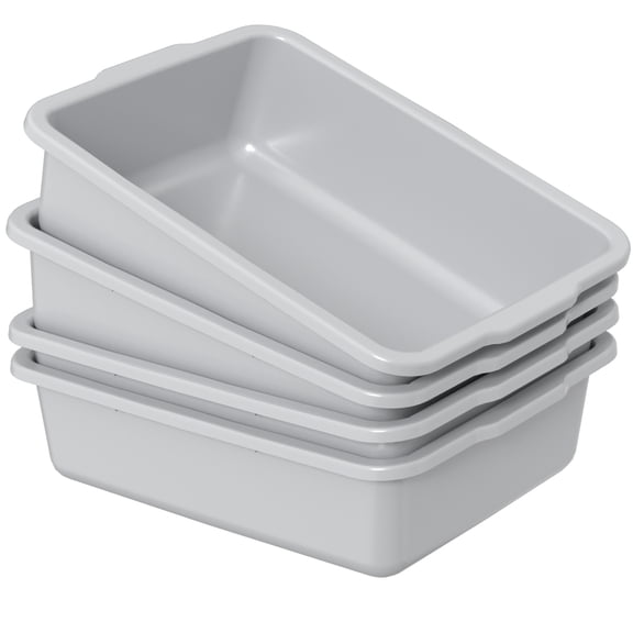 Utiao 4-Pack 32 L Large Commercial Bus Tub, Grey Plastic Wash Tub Basin