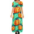 thumbnail image 2 of Robe Imprimée Citrouilles Aquarelle Halloween Fête Robe Maxi Manches Courtes Mode Bohème Longues Robes Femmes Surdimensionnées Vestido, 2 of 5