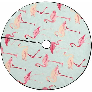 ZHANZZK Retro Flamingo Bird Xmas Christmas Tree Skirt Stand Mat for Holiday Party Decoration Indoor Outdoor 36 inches