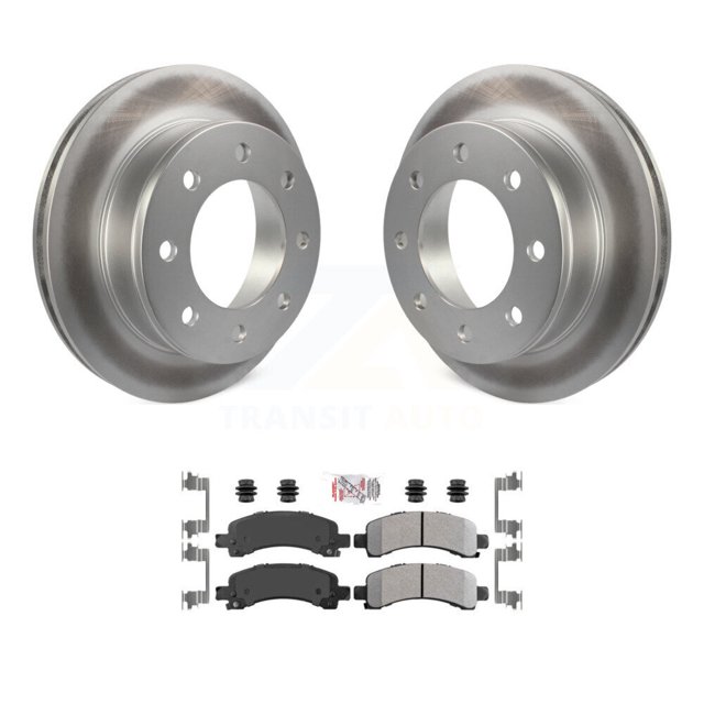 Transit Auto Rear Coated Disc Brake Rotors and Semi-Metallic Pads Kit for Car GMC Chevrolet Savana 3500 2500 Express KGA-103540