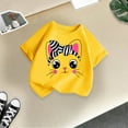 thumbnail image 5 of Girls Shirts Kid Outerwear Graphic Round Neck Short Sleeve Tee Summer Casual Girls' Tops, Tees Yellow 7 Years-8 Years, 5 of 5