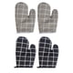 thumbnail image 5 of guantes aislantes para horno microondas, manoplas de cocina, resistentes al calor, de algodón y lino, antiescaldaduras (cuadros negros), 5 of 6
