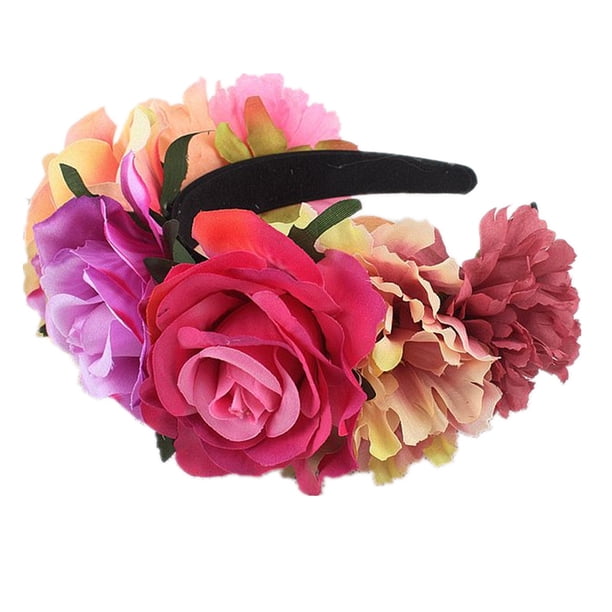 Diadema creativa de estilo europeo y americano para novia, accesorio para el cabello con flores rosas, para fiesta de Halloween