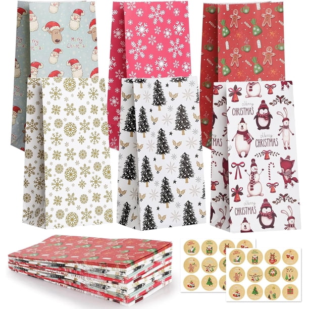 Bolsas de Papel para Caramelos Regalos, Bolsa Almuerzo, Bolsas de Dulces Regalo para Bodas Cumpleaños Aniversarios Celebraciones Fiestas, Muñeco de Nieve Copo
