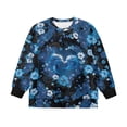 thumbnail image 4 of Xoenoiee Dolphin Heart Flower Print Girls Oversized Crew Neck Long Sleeve Sweatshirt Casual Loose Reverse Seam Side Slit Fall Pullover Top, Size 9-10 Years, 4 of 7