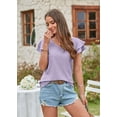 thumbnail image 5 of 2024 Summer New Women's T-shirt Hole Hollow Lotus Sleeve Casual Top, 5 of 5
