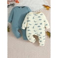 thumbnail image 2 of Bagilaanoe 2 Packs Newborn Baby Boys One-pieces Print Long Sleeve Jumpsuits 3M 6M 9M 12M 18M Infant Romper Casual Clothing, 2 of 8