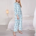 thumbnail image 3 of Pofeuu Blue and White Squares Print Womens Pajamas Set Long Sleeve Sleepwear Button Down Nightwear Soft Pj Lounge Sets Button Down Pajamas Women-XX-Large, 3 of 7