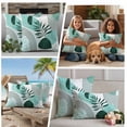 thumbnail image 5 of Boho Geometric Outdoor Waterproof Pillow Covers, Aqua Ethnic Abstract Stripes Leaves Decorative Square Throw Pillowcase Sofa Cushion Sham for Patio/Couch/Chair, 16"x16" 2 Pack, 5 of 8