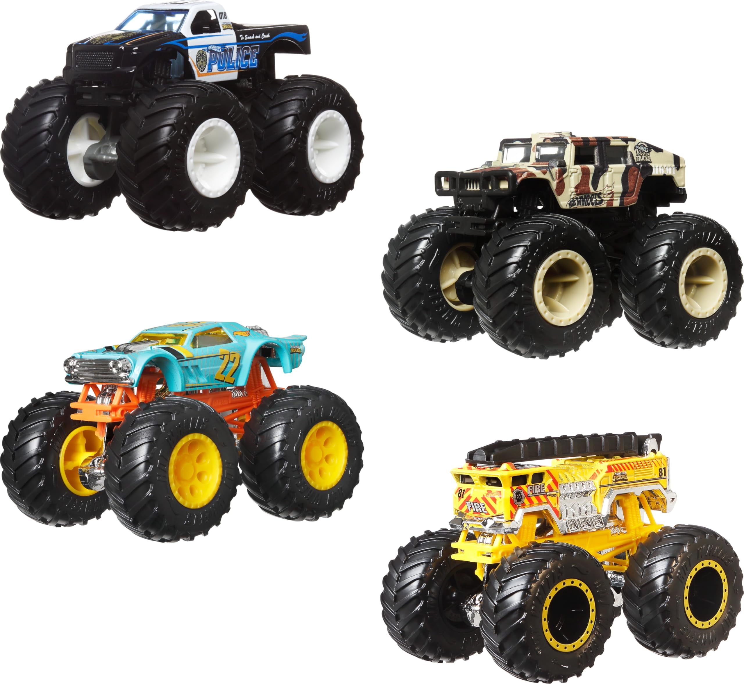 Mattel Hot Wheels Monster Trucks 4PK Alarm Squad