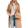 thumbnail image 2 of Langwyqu Fall Winter Women Lapel Collar Double Breasted Wool Blend Trenchcoat Long Jacket Coat, 2 of 5