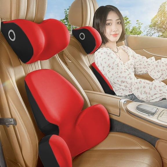 Tgbvmt Car Headrest Neck Support Pillow Set, Lumbar Support Cushions, Ergonomic Neck and Back Relief, Breathable Comfort for Long Drives, Perfect for Commuting, Road Trips, Car Travel