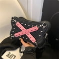 thumbnail image 2 of Diconna Women's Crossbody Bag with Adjustable Shoulder Strap Stylish Face Pattern Rivets Design Shoulder Bag, 2 of 6