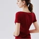 thumbnail image 4 of Camiseta de mujer manga corta corazón con cuello en v algodón color sólido top, rojo, s Vogacara AP001286-13B, 4 of 7