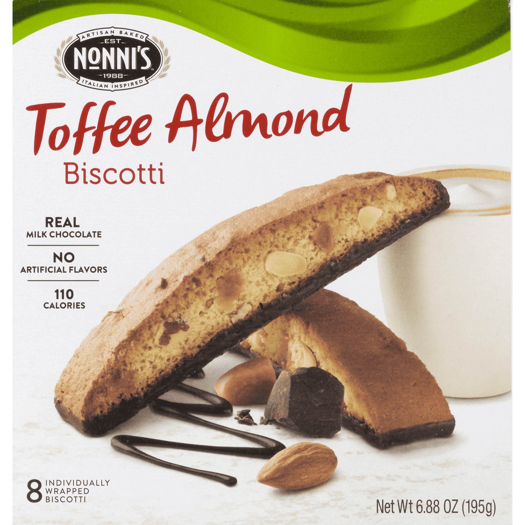 (3 pack) Nonnis Biscotti, Toffee Almond, 8 Count, 6.88 Ounce