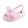 thumbnail image 5 of Infant Baby Girls Summer Bow Knot Sandals with Flower Soft Sole Newborn Toddler First Walker Crib Dress Non Slip Flats Beach Shoes (0-3 Months, Pink), 5 of 8
