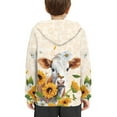 thumbnail image 4 of Xoenoiee Kids Hoodies Pull-Over Hoodies Hooded Sweatshirt with Front Kangaroo Pocket Long Sleeve Tops for Traveling Hiking Running, Sunflower Butterfly Daisy Cattle Cow Pattern, XL, 4 of 7
