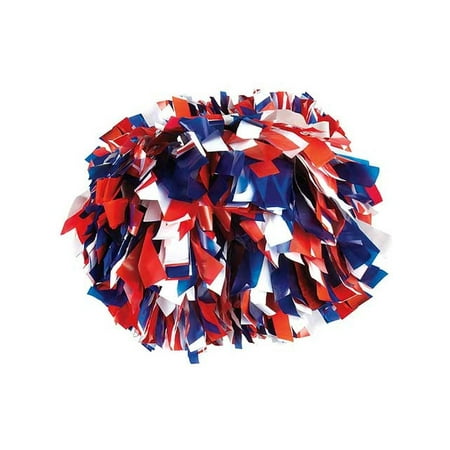 Pizzazz Royal Blue Red White 3 Color Plastic Cheer Single Pom Pom