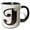 Black/White, variant on 3drose, Monogram Initial J with Pretty White Floral, 11oz Two-tone Black Mug