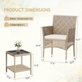thumbnail image 2 of Lacoo 3 Pieces Patio Furniture PE Rattan Wicker Table and Outdoor Chairs Set of 2 with Cushioned Tempered Glass, Gray, 2 of 6