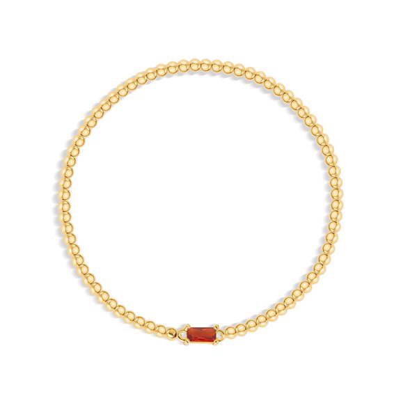 Gold Birthstone Bracelet for Women Trendy 18K Gold Plated Stretch Beaded Bracelet Cubic Zirconia Bracelets Birthday Christmas Valentine's Day Gifts Birthstone Jewelry for Women Jan