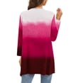thumbnail image 4 of Women's Plus Size Cardigan Casual 3/4Sleeve Fashion Comfortable Pockets Printing Cardigan Top Blouse Beach Up to 65% off, 4 of 5