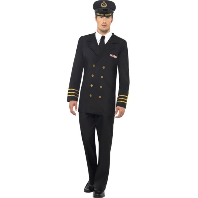 Marine Sailor Navy Officer Hat Adult Mens Smiffys Fancy Dress Costume Accessory