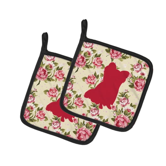 Caroline's Treasures BB1115-RS-YW-PTHD Chihuahua Shabby Chic Yellow Roses Pair of Pot Holders , 7.5HX7.5W, multicolor