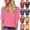 Grey, variant on Women's Deep V Neck T-Shirt Half Sleeve Solid Color Casual Top Summer Soft Relaxed Fit Tee Elbow Sleeve Cotton Blend Basic Pullover