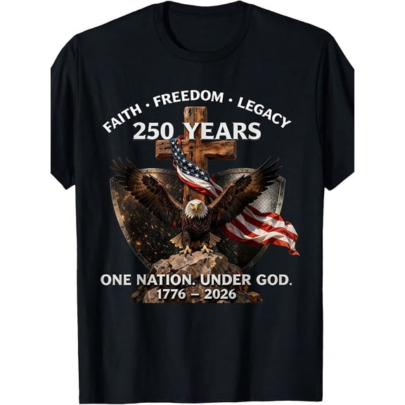 USA 250th Anniversary T-Shirt - Faith Freedom 1776 2026 Retro Design