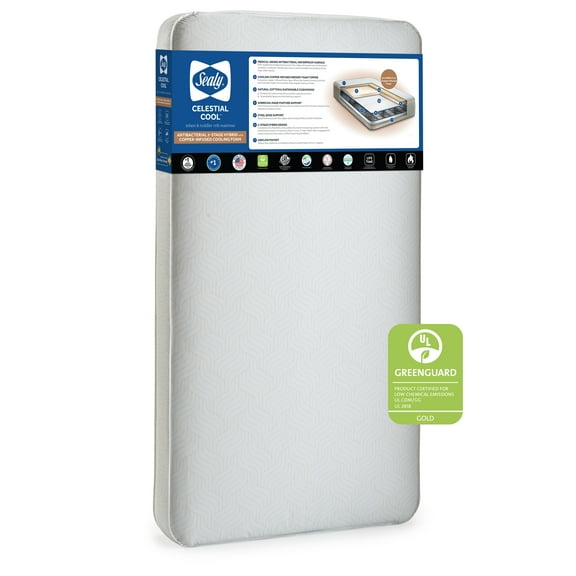 Sealy Celestial Cool 2-Stage Crib Mattress and Toddler Mattress, Cooling Copper Foam