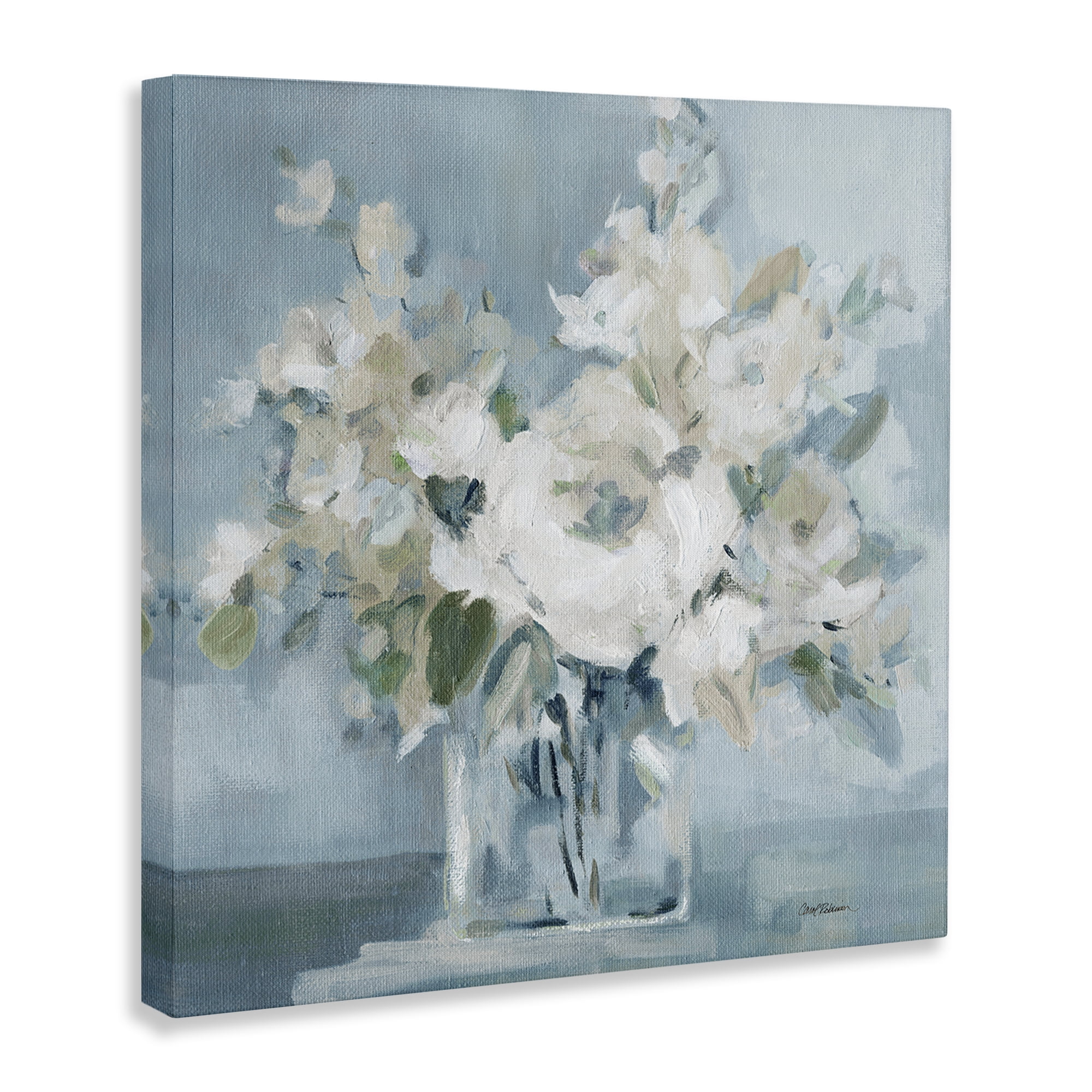 Stupell Industries Soft White Blossoms Vase Plants & Flowers Painting Wrapped Canvas Art Print Wall Art, 17 x 17