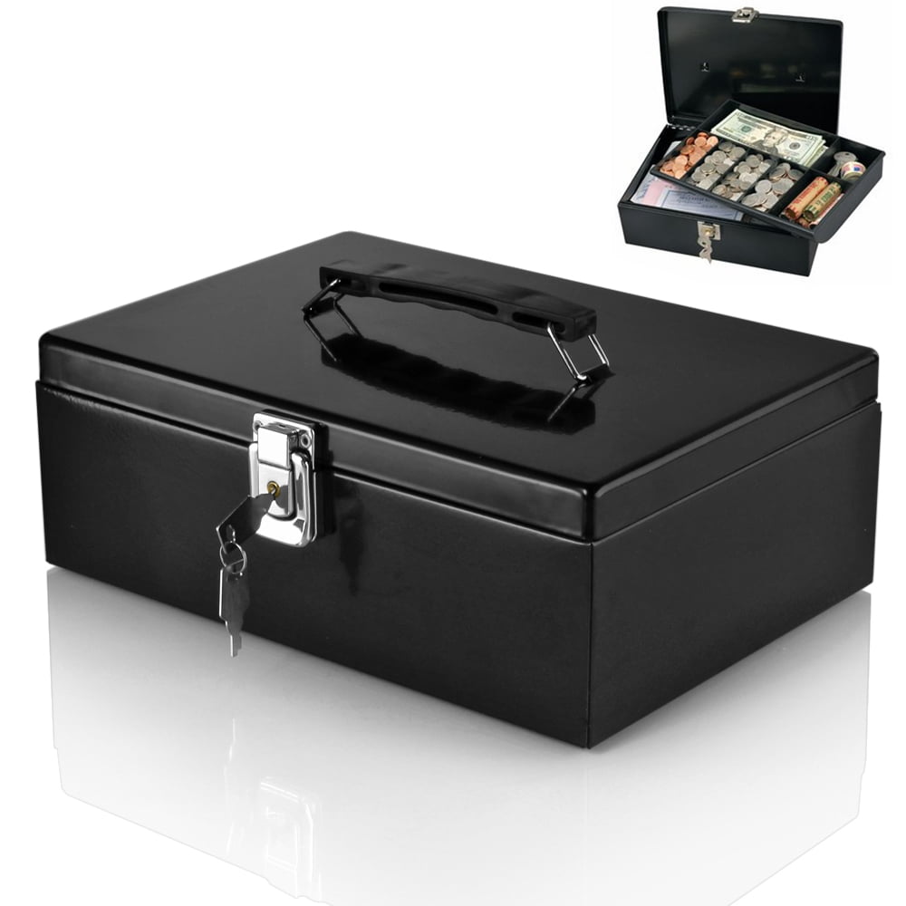 4X Pink Cash Box Metal Security Money Safe Tray Holder Key Lock Lockable 