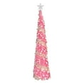thumbnail image 2 of Christmas Tree with Lights Tinsel Christmas Tree Decoration Artificial Christmas Tree 4.92FT Foldable Pencil Tinsel Christmas Tree With Ball & Light for Xmas Home Office Party Decor, 2 of 9