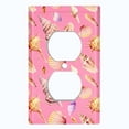thumbnail image 2 of Metal Light Switch Wall Plate Outlet Cover (Colorful Ocean Sea Shells Pink - Single Duplex), 2 of 2