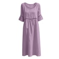 thumbnail image 6 of YuXingFu Summer Dresses for Women 2026 Maxi Crew Neck Plus Size Womens Dress 3/4 Sleeve Solid Color Long Casual Summer Purple XL, 6 of 6