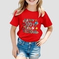 thumbnail image 2 of FhsagQ T-Shirt Décontracté Imprimé Mode Manches Courtes Col Rond Ample pour Filles 7 Juillet Printemps Rouge Pâques 10-11 Ans, 2 of 4