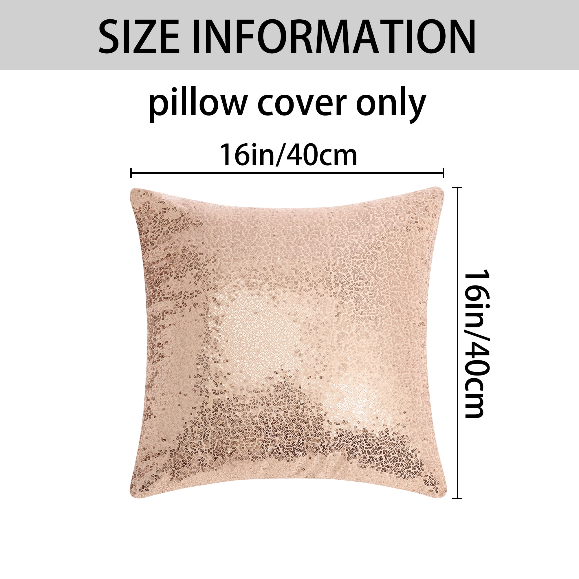 Unique Bargains Sequin Throw Pillow Covers 2 Glitter Decorative Pillow Cases Cushion Cover Rose Gold 16" x 16"
