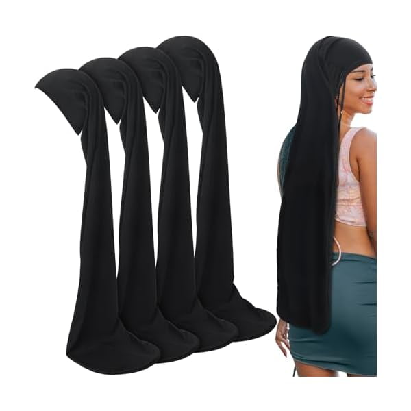 wonima11 4 Pcs Jumbo Dreadlock Cap 37'' Hair Dreads Head Wrap Loc Wraps for Dreads Hair Accessories for Men Women Sleeping