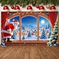 thumbnail image 3 of Santa Claus Christmas Banner Snowy Santa Display Village Scene Christmas Tree Winter Backdrop for Christmas Party Holiday Decoration Home Decor, 3 of 9