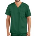 thumbnail image 1 of Birdeem Men Tops Short Sleeve V-neck Tops Working Uniform Solid Color With Pockets Blouse, 1 of 7