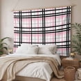 thumbnail image 3 of Pink Black Plaid Tapestry for Bedroom Wall Hanging Tapestry, Farmhouse Pink Black Checkered Ceiling Backdrop Tapestries Poster Blanket Wall Decor for Teens Room Living Room Dorm 39" x 59", 3 of 8