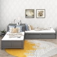 thumbnail image 3 of Twin Size Platform Bed with Trundle and Drawers, L-Shaped Corner Bed Frame for Kids Teens Adults, Wood Daybed with Storage Desk for 3 People, 3 Beds in One for Kids Teens Bedroom Furniture White, 3 of 7